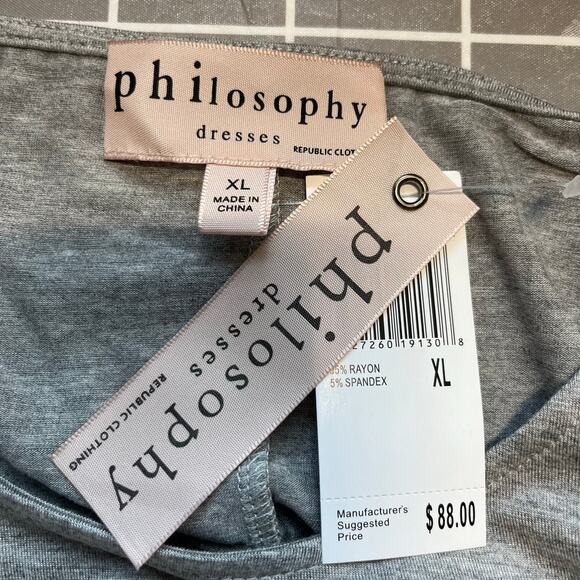 Philosophy Anthropologie Mist Grey Hi-Low Trapeze T-Shirt Dress NWT XL - Picture 4 of 11
